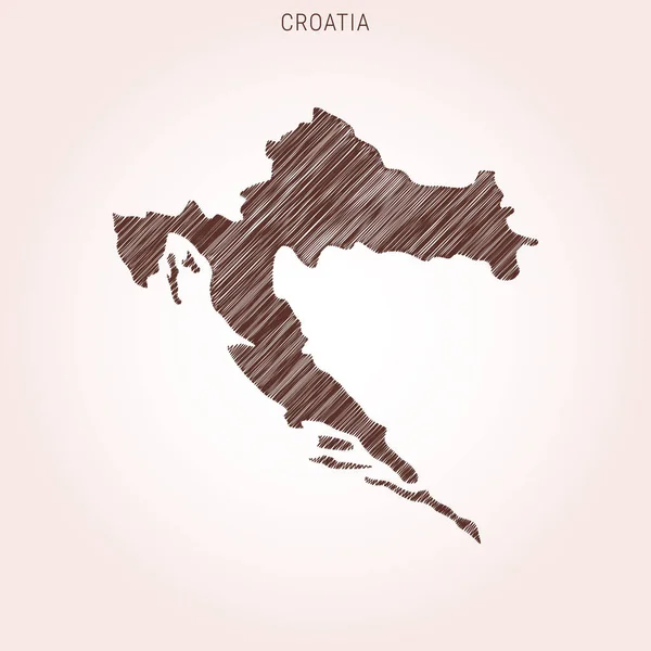 Scribble Mapa Croacia Plantilla Diseño — Vector de stock