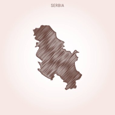 Sırbistan 'ın Karalama Haritası Şablon Tasarımı.