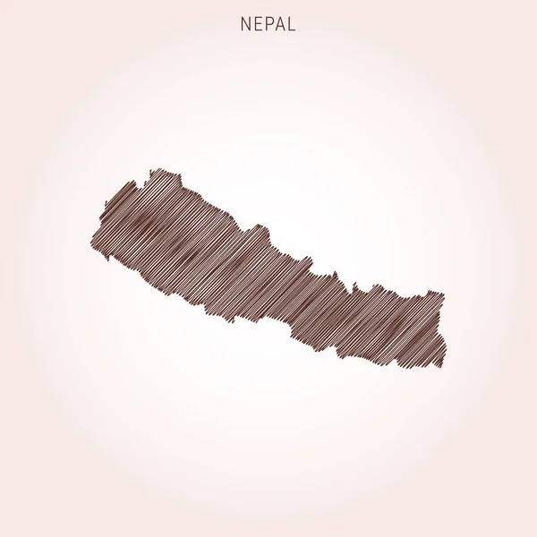 Scribble Karta Över Nepal Design Mall — Stock vektor