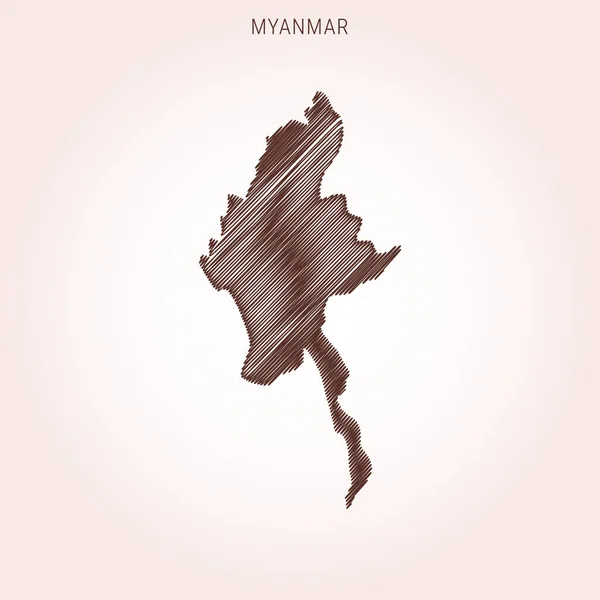 Mapa Garabatos Myanmar Plantilla Diseño — Vector de stock