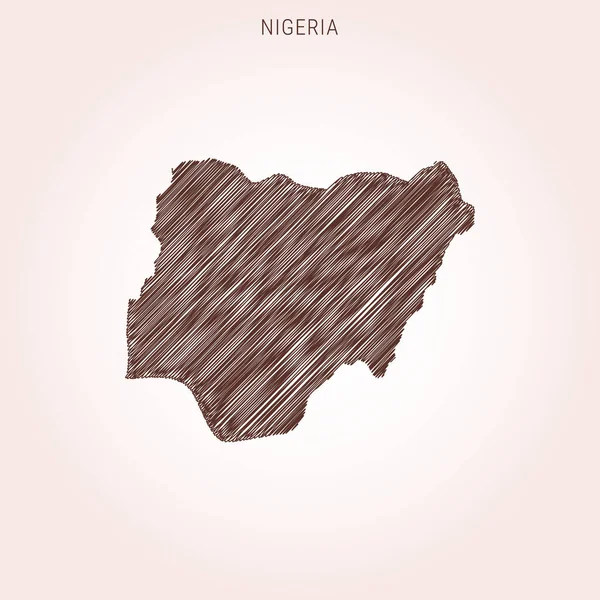 Plantilla Diseño Scribble Mapa Nigeria — Vector de stock