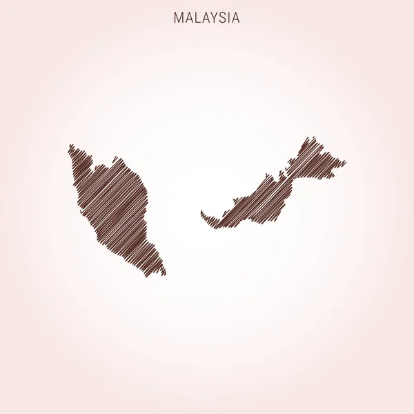 Scribble Mapa Malasia Plantilla Diseño — Vector de stock