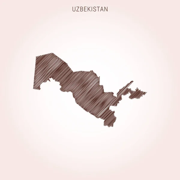 Scribble Karta Över Uzbekistan Design Mall — Stock vektor
