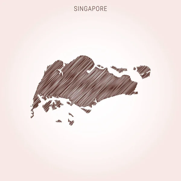 Plantilla Diseño Scribble Mapa Singapur — Vector de stock