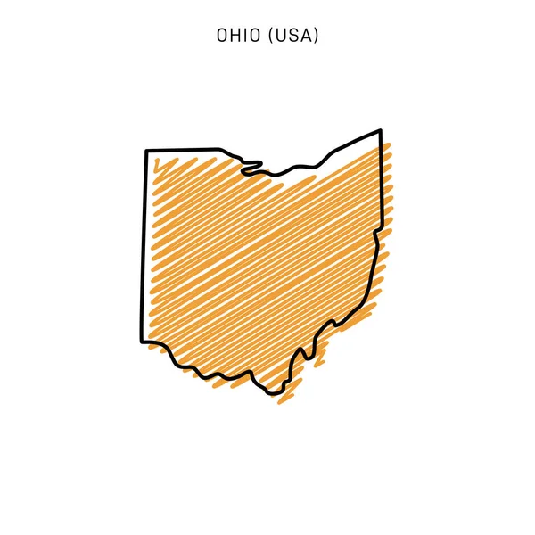 Scribble Map Ohio Design Template — стоковий вектор