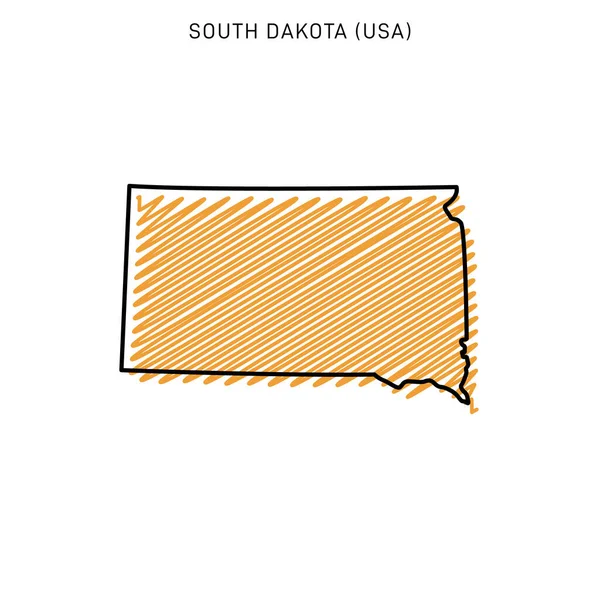 Güney Dakota Tasarım Şablonu Karalama Haritası — Stok Vektör