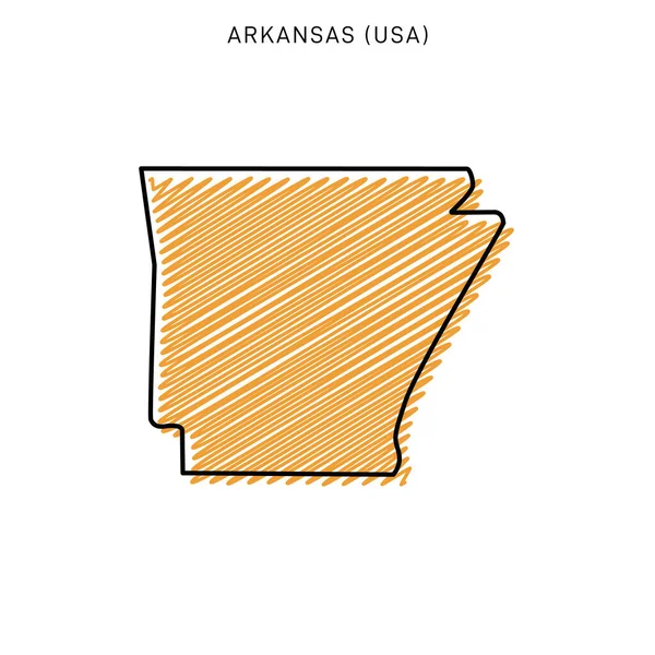 Scribble Mapa Arkansas Plantilla Diseño — Archivo Imágenes Vectoriales