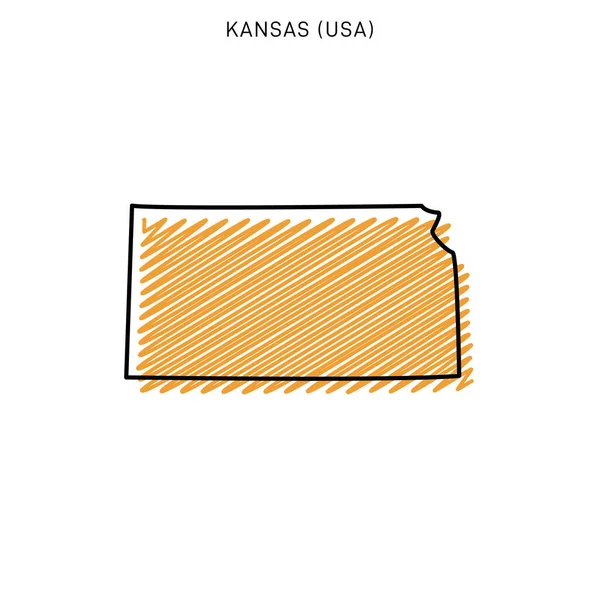 Kansas Tasarım Şablonu Karalama Haritası — Stok Vektör