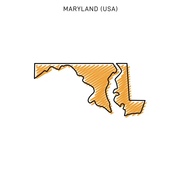 Scribble Map Maryland Design Template — стоковий вектор