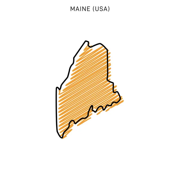 Scribble Map Maine Design Shemble — стоковый вектор