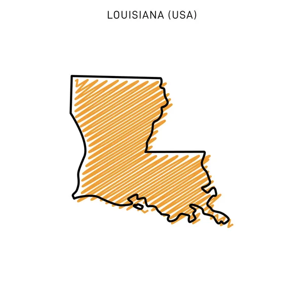 Scribble Kaart Van Louisiana Ontwerp Sjabloon — Stockvector