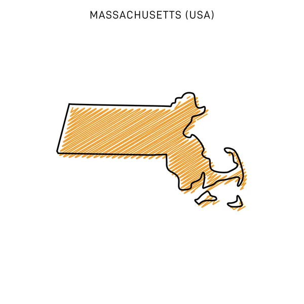 Massachusetts Tasarım Şablonu Karalama Haritası — Stok Vektör