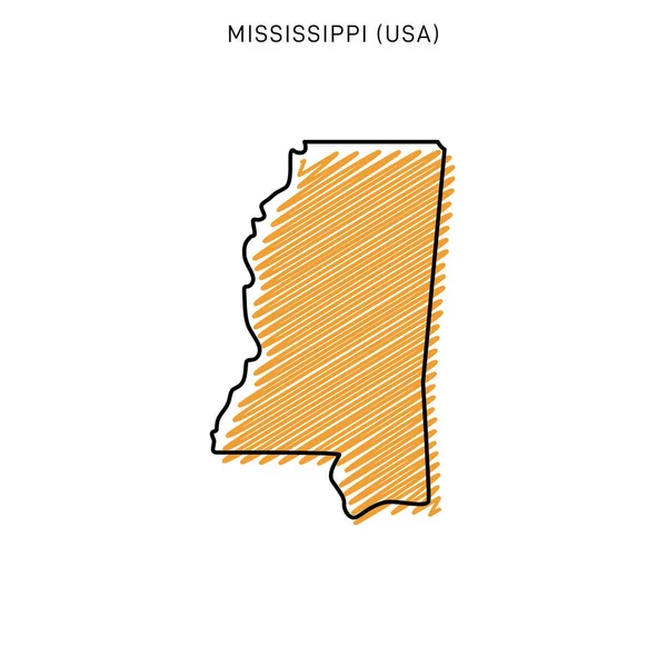 Mapa Scribble Mississippi Design Template —  Vetores de Stock
