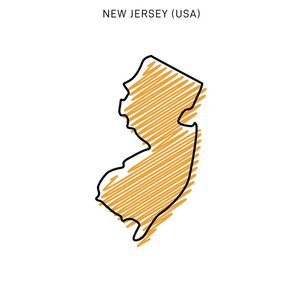 Scribble Mapa Nueva Jersey Plantilla Diseño — Vector de stock