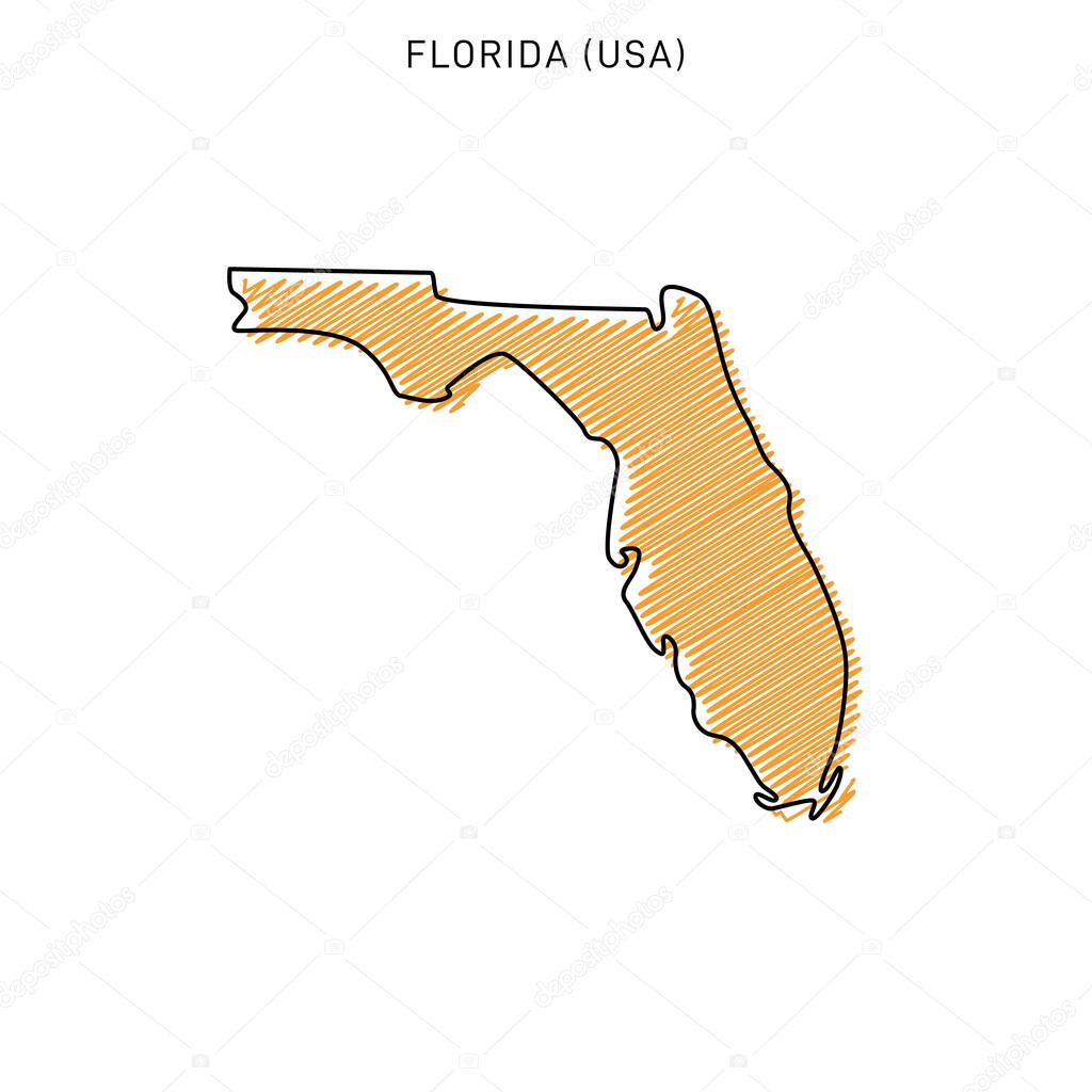 Scribble Map of Florida Design Template.