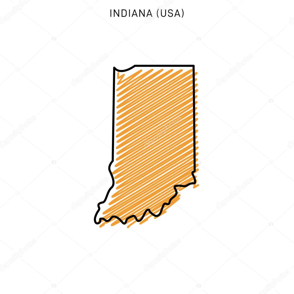 Scribble Map of Indiana Design Template.