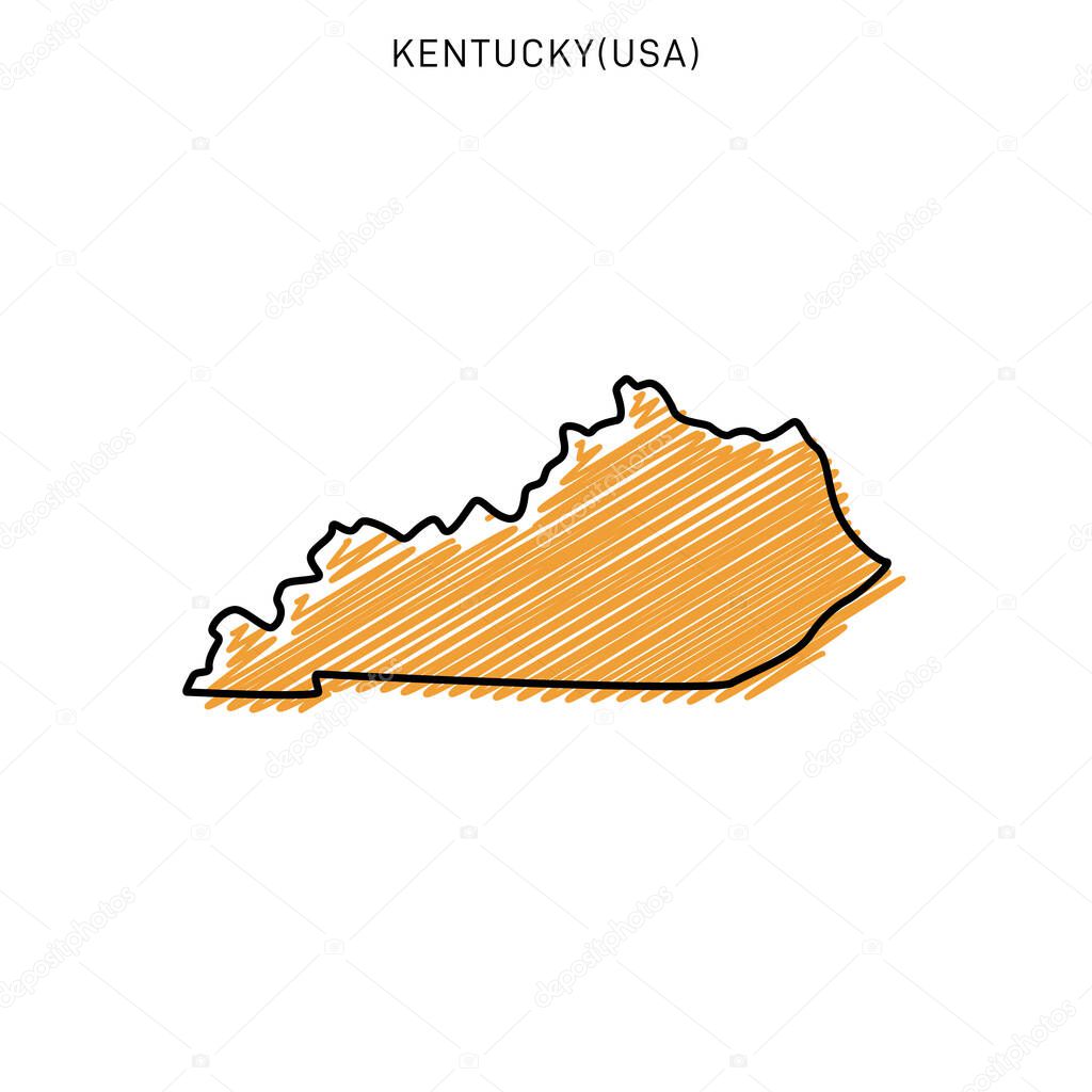 Scribble Map of Kentucky Design Template.