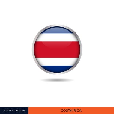 Kosta Rika yuvarlak bayrak vektör tasarımı.