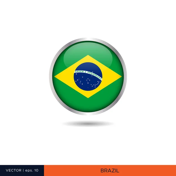 Brazilië Ronde Vlag Vector Ontwerp — Stockvector