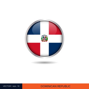 Dominik Cumhuriyeti bayrak yuvarlak vektör tasarımı.