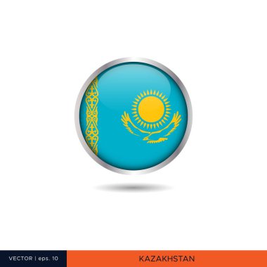 Kazakistan yuvarlak bayrak vektör tasarımı.