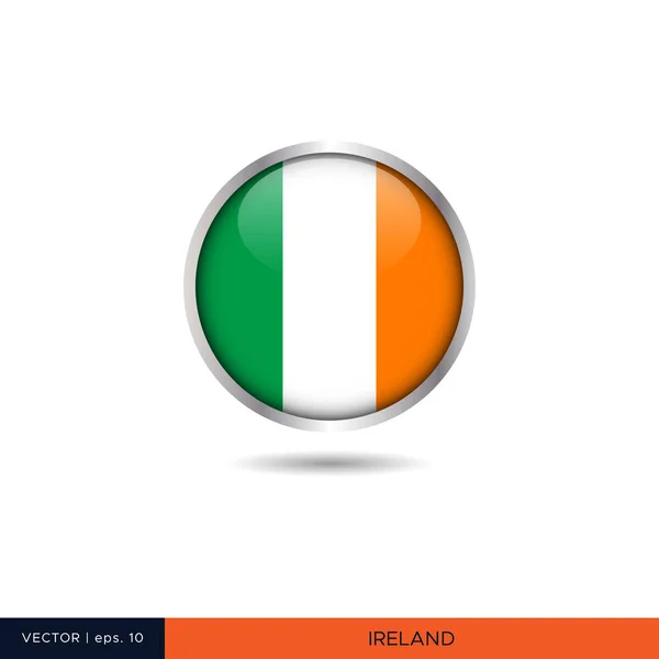 Irland Rund Flagga Vektor Design — Stock vektor
