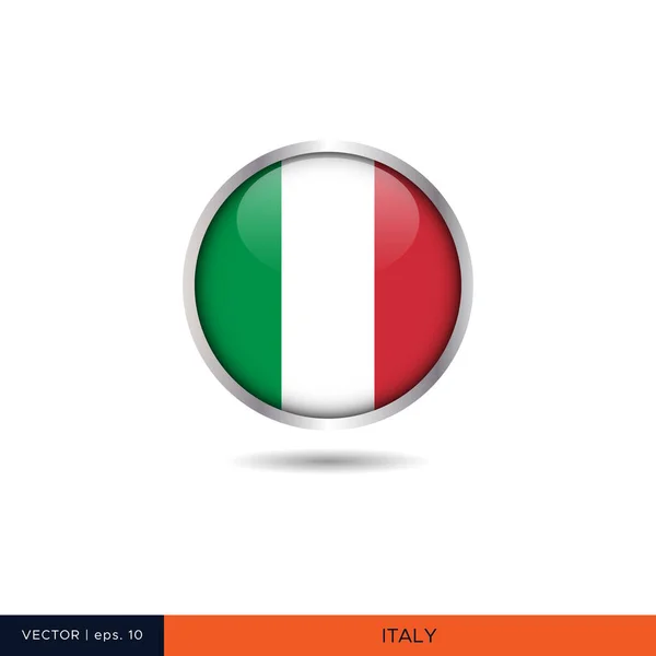 Italia Progettazione Vettoriale Bandiera Rotonda — Vettoriale Stock
