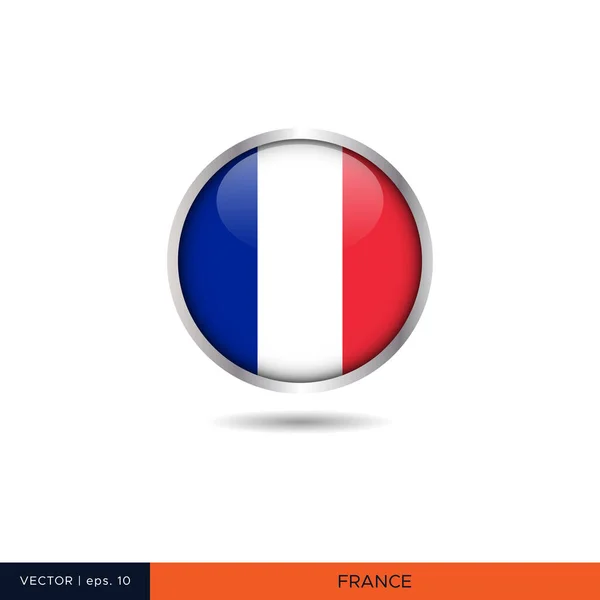 Francia Disegno Vettoriale Bandiera Rotonda — Vettoriale Stock