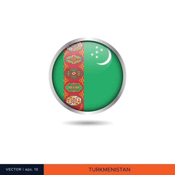 Turkmenistán Ronda Bandera Vector Diseño — Vector de stock