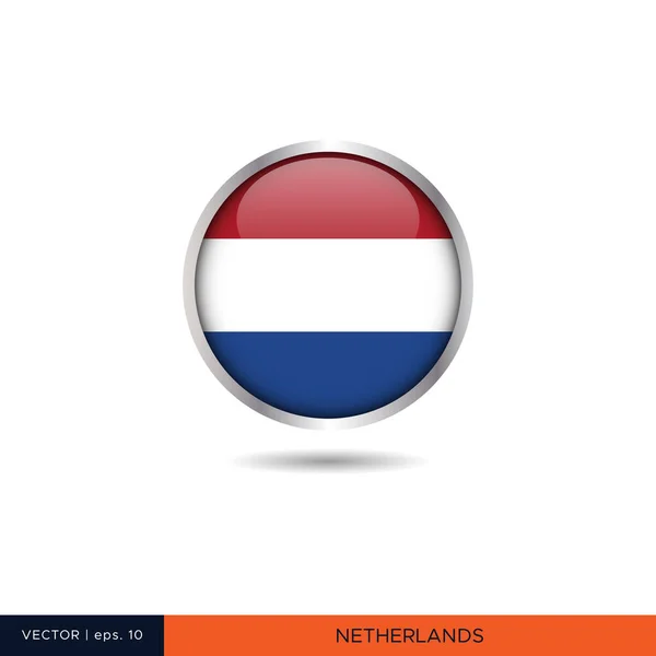 Niederlande Runde Flagge Vektor Design — Stockvektor