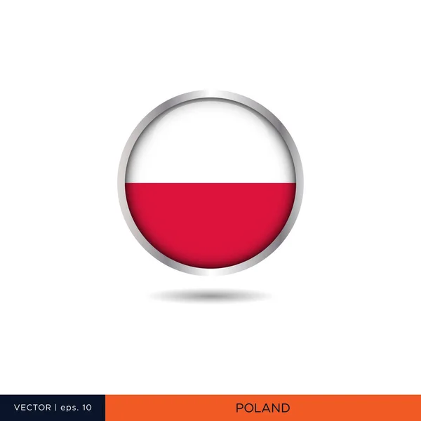 Polen Ronde Vlag Vector Ontwerp — Stockvector