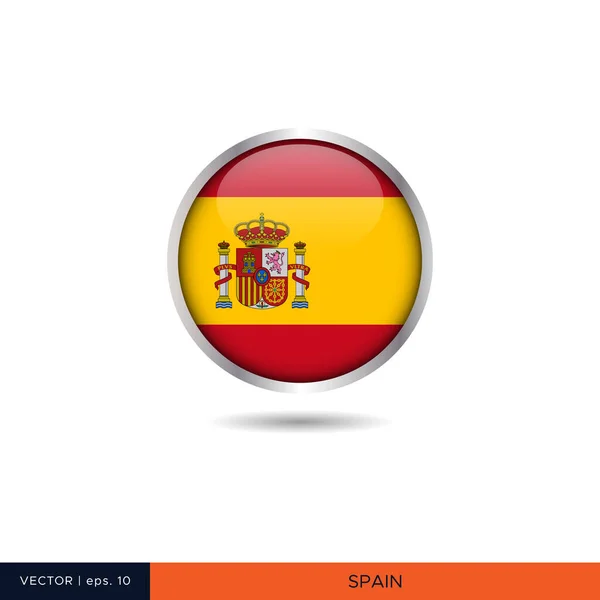 Espanha Desenho Vetor Bandeira Redonda — Vetor de Stock