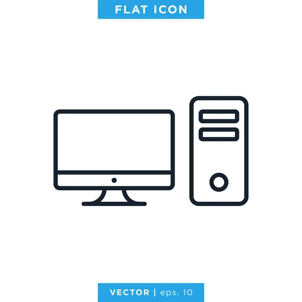 Desktop Monitor Icon Vector Ontwerp Template Bewerkbare Beroerte — Stockvector