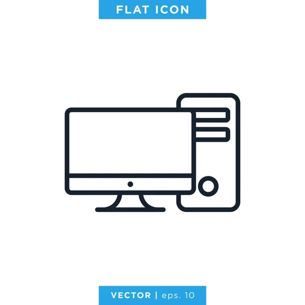 Desktop Monitor Icon Vector Design Template Essbarer Schlaganfall — Stockvektor