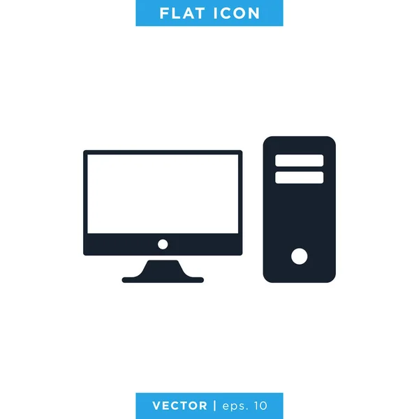 Desktop Monitor Icon Vector Ontwerp Template — Stockvector
