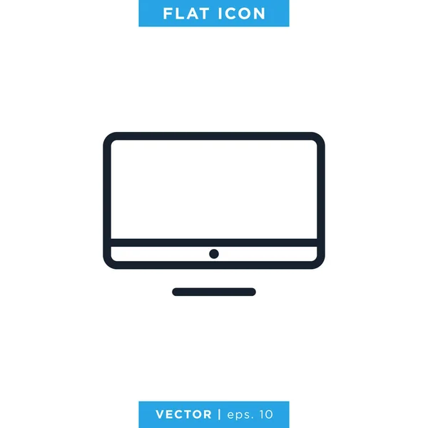 Desktop Monitor Icon Vector Design Template Essbarer Schlaganfall — Stockvektor