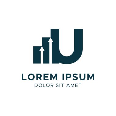 İlk Harf U Logo Tasarım Şablonu ile Mali Çizelge.