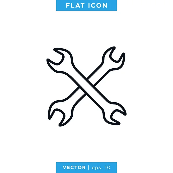Modèle Conception Logo Vectoriel Icône Outils Clé Molette Vecteur Modifiable — Image vectorielle