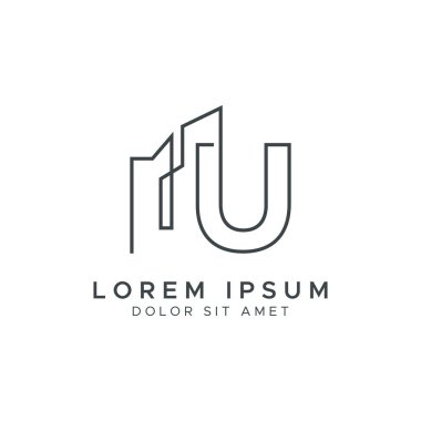 İlk Harf U İnşaat ve İnşaat Sanat Hattı Logosu Şablonu