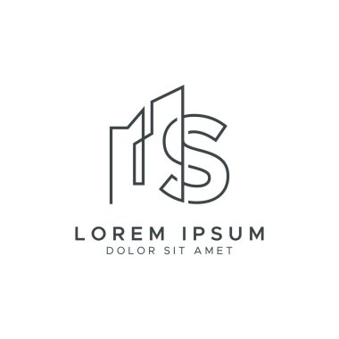 S Harfi İnşaat ve İnşaat Sanatı Hattı Logosu Şablonu