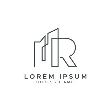 İlk Harf R İnşaat ve İnşaat Sanat Hattı Logosu Şablonu