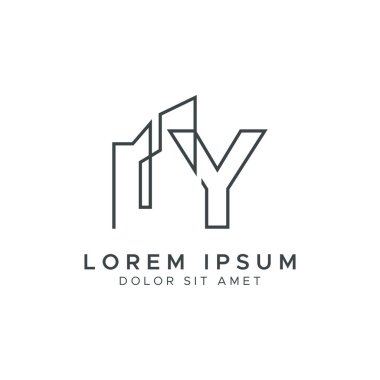 İlk harf Y İnşaat ve İnşaat Sanat Satırı Logosu Şablonu