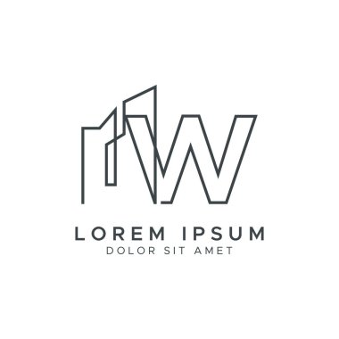 İlk Harf W İnşaat ve İnşaat Sanat Hattı Logosu Şablonu