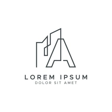 İlk Harf A İnşaat ve İnşaat Sanat Hattı Logosu Şablonu
