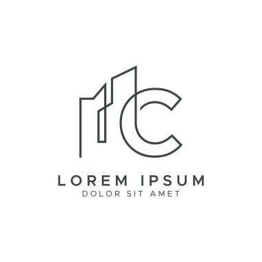 İlk harf C İnşaat ve İnşaat Sanat Hattı Logo Şablonu