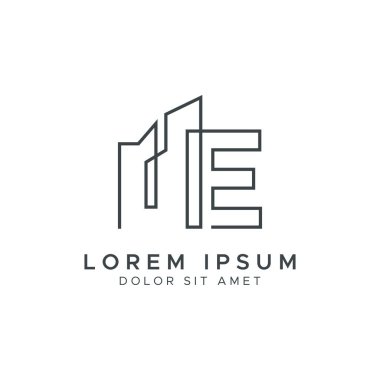 İlk Harf E İnşaat ve İnşaat Sanat Hattı Logosu Şablonu