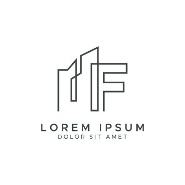 İlk harf F İnşaat ve İnşaat Sanat Hattı Logosu Şablonu