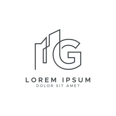 Başlangıç Harfi G İnşaat ve İnşaat Sanat Hattı Logosu Şablonu