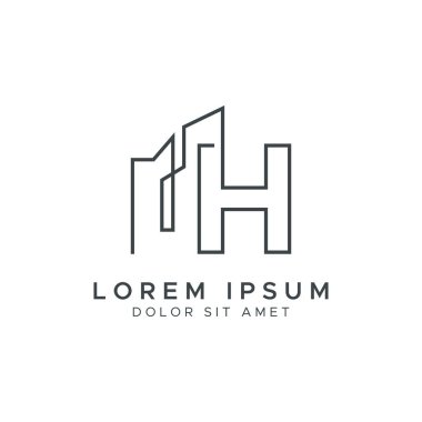 İlk harf H İnşaat ve İnşaat Sanat Hattı Logosu Şablonu