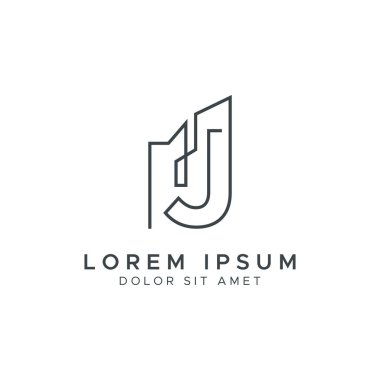 İlk Harf J İnşaat ve İnşaat Sanat Hattı Logosu Şablonu